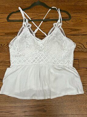 NOBO White Lace Cami Tank XXXL (21) Boho Peplum NEW